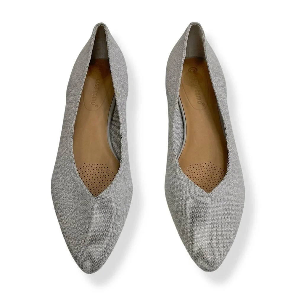 Corso Como Flats Women 9M Gray Pointed Toe Ballet Slip On Fabric Comfort Shoes‎